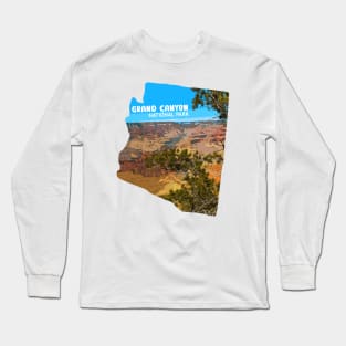 Grand Canyon Arizona map Grand Canyon photo Arizona tourism Long Sleeve T-Shirt